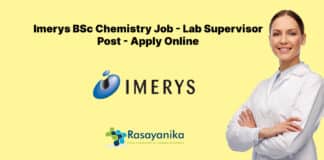 Imerys BSc Chemistry Job - Lab Supervisor Post - Apply Online