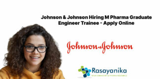 Johnson & Johnson Hiring M Pharma Graduate Engineer Trainee - Apply Online