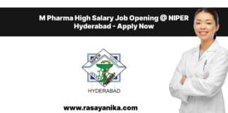M Pharma High Salary Job Opening @ NIPER Hyderabad - Apply Now