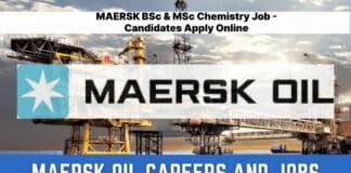 MAERSK BSc & MSc Chemistry Job - Candidates Apply Online