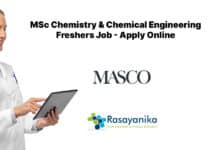 MSc Chemistry & Chemical Engineering Freshers Job - Apply Online