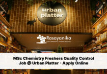 MSc Chemistry Freshers Quality Control Job @ Urban Platter - Apply Online