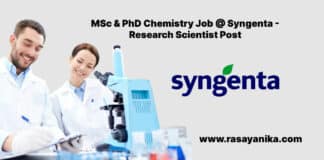 MSc & PhD Chemistry Job @ Syngenta - Research Scientist Post