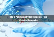 MSc & PhD Chemistry Job Opening @ Teva - Chemical Researcher