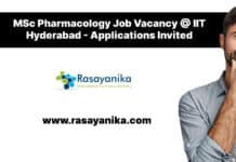 MSc Pharmacology Job Vacancy @ IIT Hyderabad - Applications Invited