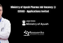 Ministry of Ayush Pharma Job Vacancy @ CCRAS - Applications Invited