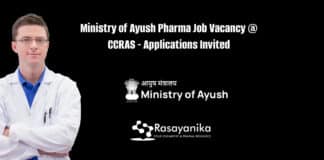 Ministry of Ayush Pharma Job Vacancy @ CCRAS - Applications Invited