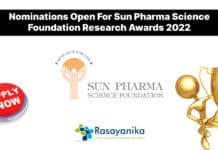 Nominations Open For Sun Pharma Science Foundation Research Awards 2022