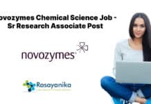 Novozymes Chemical Science Job - Sr Research Associate Post