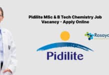 Pidilite MSc & B Tech Chemistry Job Vacancy - Apply Online