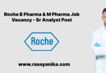 Roche B Pharma & M Pharma Job Vacancy - Sr Analyst Post