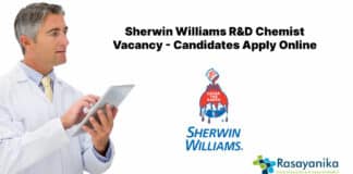 Sherwin Williams R&D Chemist Vacancy - Candidates Apply Online