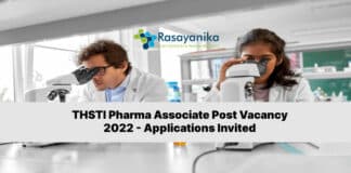 THSTI Pharma Associate Post Vacancy 2022 - Applications Invited