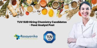 TUV SUD Hiring Chemistry Candidates - Food Analyst Post - Apply Now