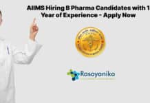 AIIMS Hiring B Pharma Candidates with 1 Year of Experience - Apply Now