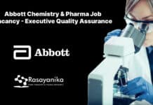 Abbott Chemistry & Pharma Job Vacancy - Executive Quality Assurance