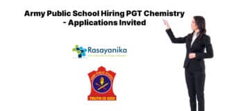 Army Public School Hiring PGT Chemistry - Applications Invited