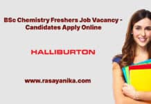 BSc Chemistry Freshers Job Vacancy - Candidates Apply Online