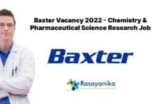 Baxter Vacancy 2022 - Chemistry & Pharmaceutical Science Research Job