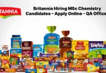 Britannia Hiring MSc Chemistry Candidates – Apply Online - QA Officer