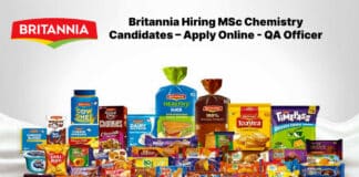 Britannia Hiring MSc Chemistry Candidates – Apply Online - QA Officer