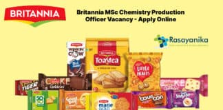 Britannia MSc Chemistry Production Officer Vacancy - Apply Online