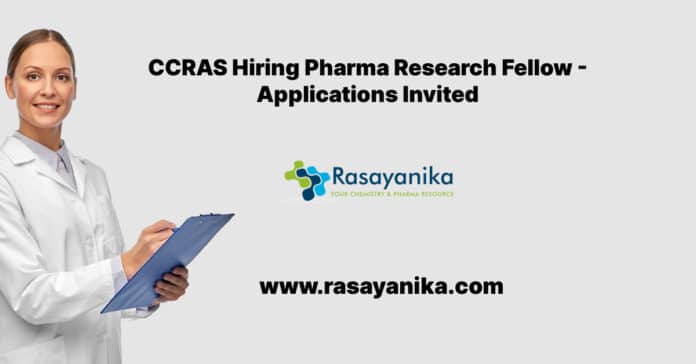CCRAS Hiring Pharma Research Fellow - Applications Invited