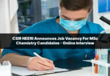 CSIR NEERI Announces Job Vacancy For MSc Chemistry Candidates - Online Interview