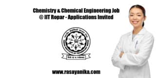 Chemistry & Chemical Engineering Job @ IIT Ropar - Applications Invited