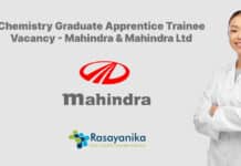 Chemistry Graduate Apprentice Trainee Vacancy - Mahindra & Mahindra Ltd