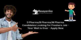 D Pharma/B Pharma/M Pharma Candidates Looking For Freshers Job - Your Wait is Over - Apply Now