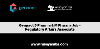 Genpact B Pharma & M Pharma Job - Regulatory Affairs Associate