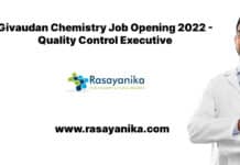 Givaudan Chemistry Job Opening 2022 - Quality Control Executive