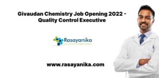 Givaudan Chemistry Job Opening 2022 - Quality Control Executive