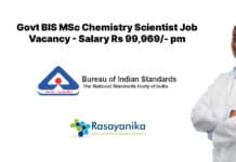 Govt BIS MSc Chemistry Scientist Job Vacancy - Salary Rs 99,969/- pm