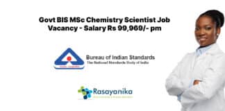 Govt BIS MSc Chemistry Scientist Job Vacancy - Salary Rs 99,969/- pm