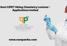 Govt CIPET Hiring Chemistry Lecturer - Applications Invited