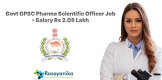 Govt GPSC Pharma Scientific Officer Recruitment - Salary Rs 2.08 Lakh
