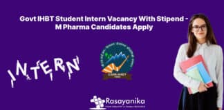 Govt IHBT Student Intern Vacancy With Stipend - M Pharma Candidates Apply