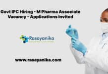 Govt IPC Hiring - M Pharma Associate Vacancy - Applications Invited