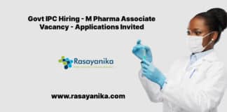 Govt IPC Hiring - M Pharma Associate Vacancy - Applications Invited