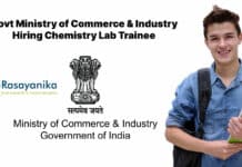 Govt Ministry of Commerce & Industry Hiring Chemistry Lab Trainee - Applications Invited