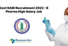 Govt NABI Recruitment 2022 - B Pharma High Salary Job