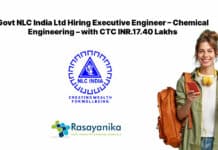 Govt NLC India Ltd Hiring Executive Engineer – Chemical Engineering – with CTC INR.17.40 Lakhs