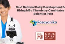 Govt National Dairy Development Board Hiring MSc Chemistry Candidates For Scientist Post