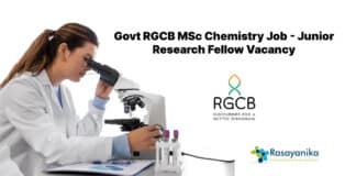 Govt RGCB MSc Chemistry Job - Junior Research Fellow Vacancy