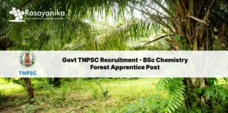 Govt TNPSC Recruitment - BSc Chemistry Forest Apprentice Post