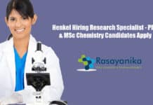 Henkel Hiring Research Specialist - PhD & MSc Chemistry Candidates Apply