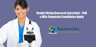 Henkel Hiring Research Specialist - PhD & MSc Chemistry Candidates Apply