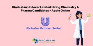 Hindustan Unilever Limited Hiring Chemistry & Pharma Candidates - Apply Online